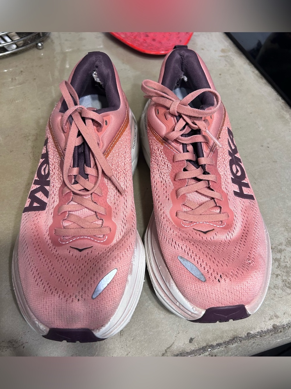 Hoka Women’s size 9 shoes in fair condition. Ware shown in the pictures